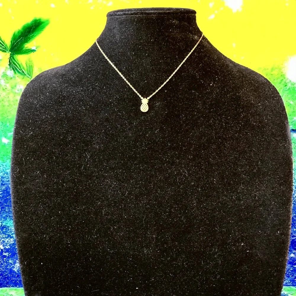 By STERLING FOREVER Pineapple Cutout Pendant Necklace Silver & Gold Wash GIRLS